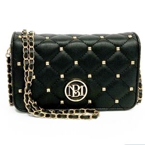 Badgley Mischka Vegan Leather Quilted Crossbody W/ Braided Chain